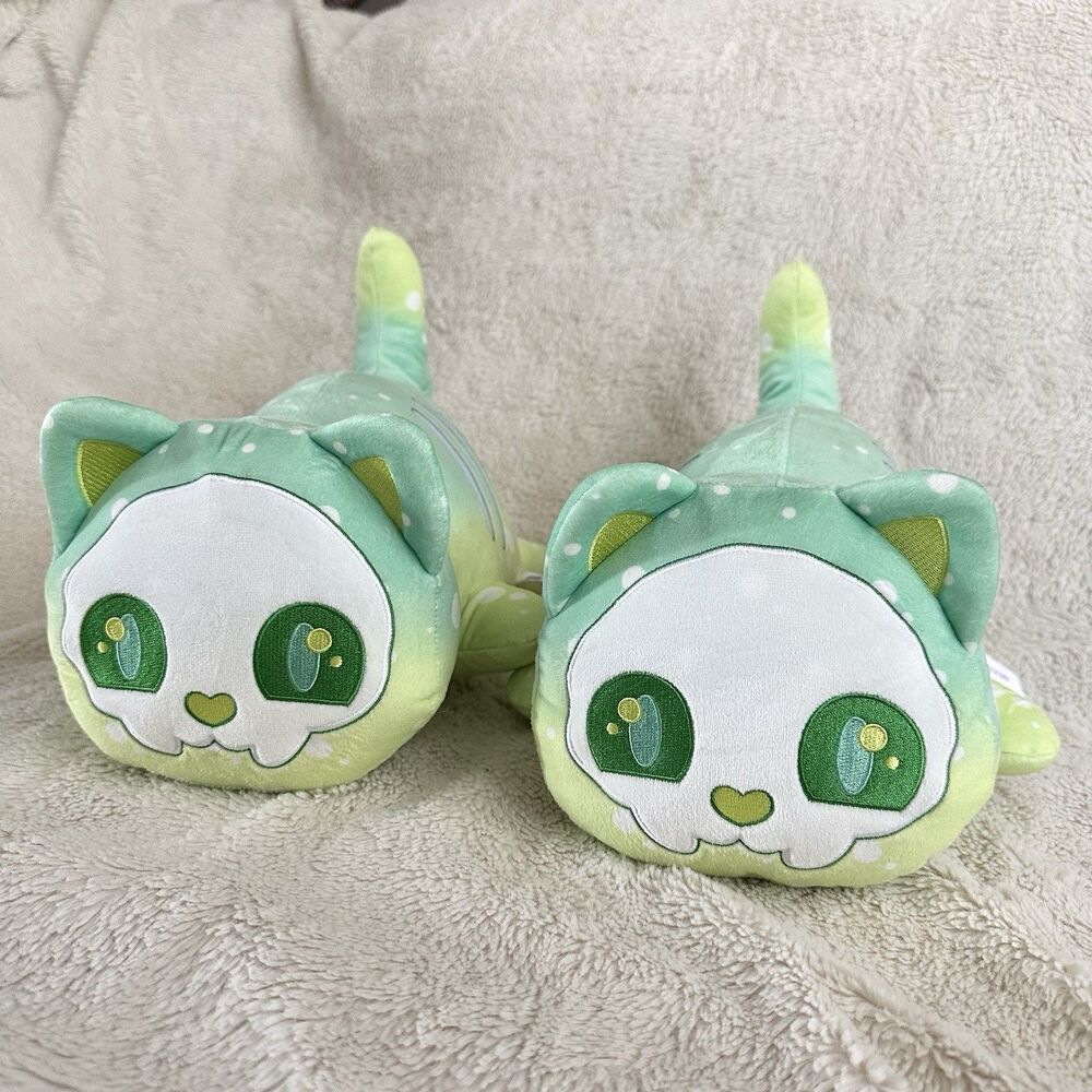 Aphmau MeeMeows Poison Cat Plush Lot Of 2 11" Green Stuffed Animal Toy